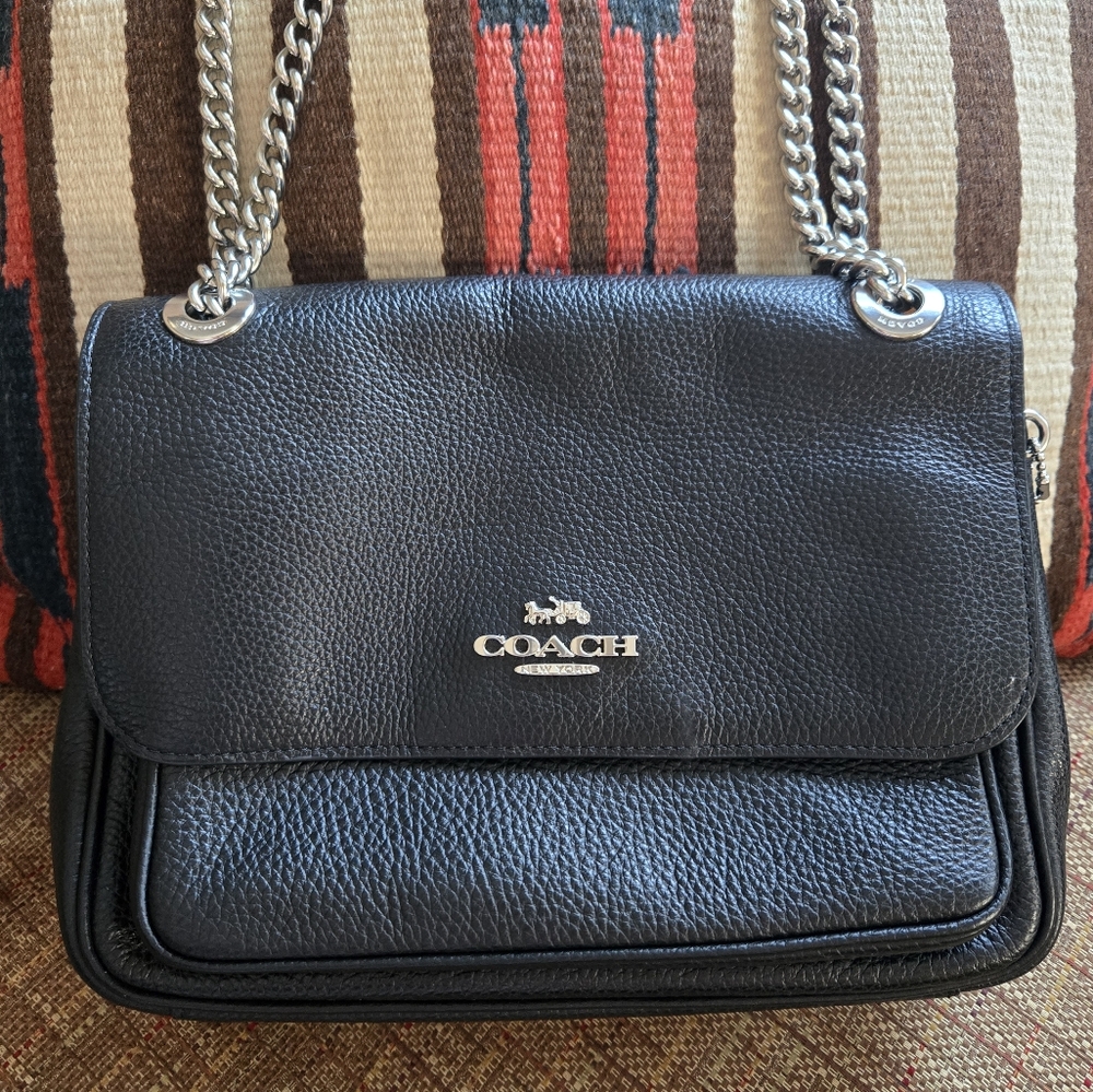 Coach Klare 25 Black Crossbody Bag with Silver Chain